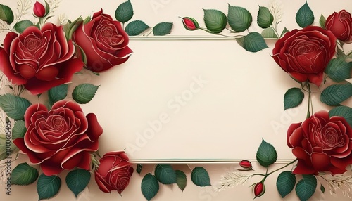 Wallpaper Mural wedding postcard has a romantic with red rose decoration Torontodigital.ca