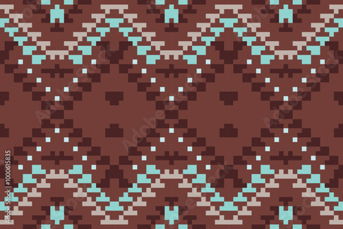 Geometry Shapes Traditional Indian Melodic Patternfolk Embroidery, Aztec Geometric Ornament Print. Design for Carpet, Wallpaper, Clothing, Wrapping, Fabric