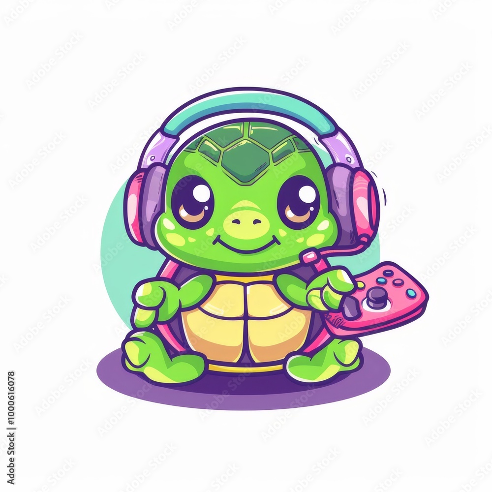 Kawaii Turtle With Headset Kawaii Turtle With Headset
