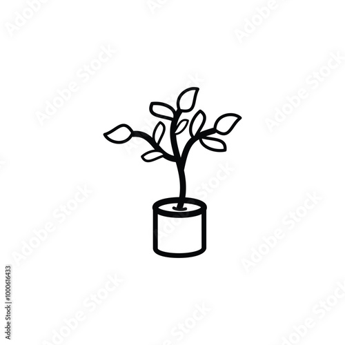 Plant in pot icon illustration design template isolated on white background. Tree icon in flat color style. Nature environment ecology plant. Design elements of nature illustration