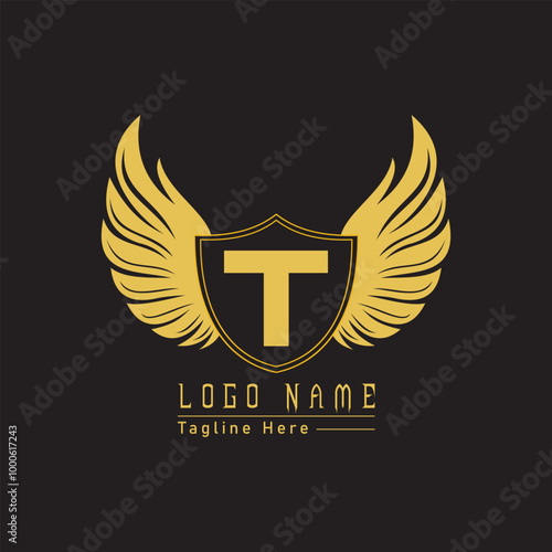 eagle shield letter logo with wings