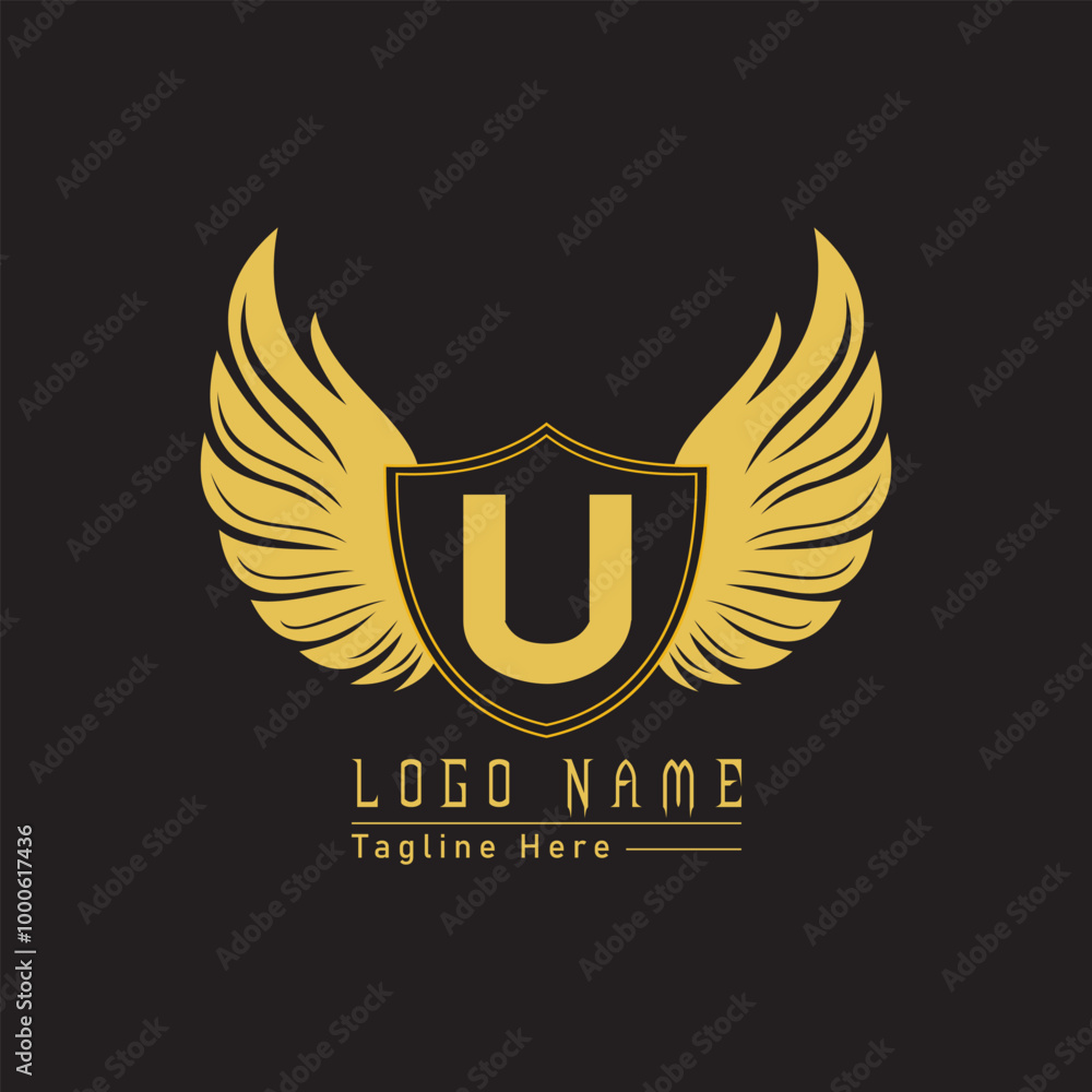 eagle shield letter logo with wings
