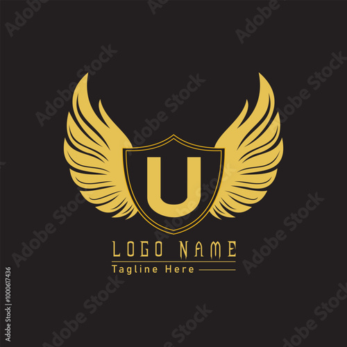 eagle shield letter logo with wings
