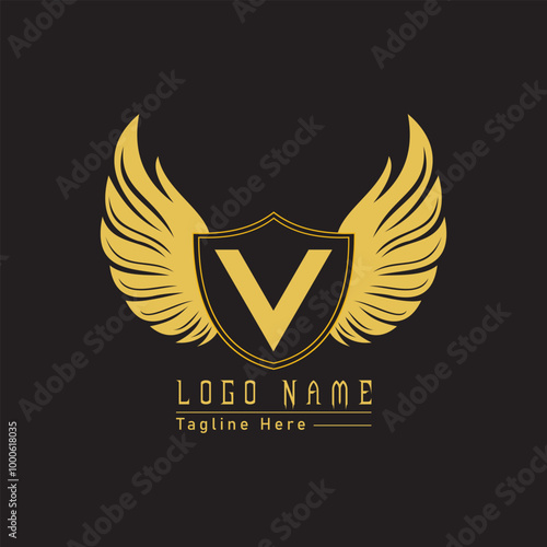 eagle shield letter logo with wings