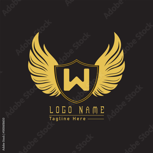 eagle shield letter logo with wings