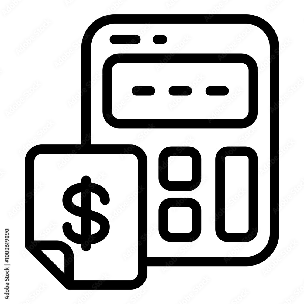 Finance Budgeting Calculator Vector Line Icon Symbol Finance Budgeting Calculator Vector Line Icon Symbol