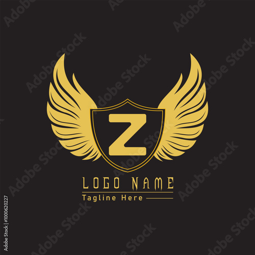 eagle shield letter logo with wings