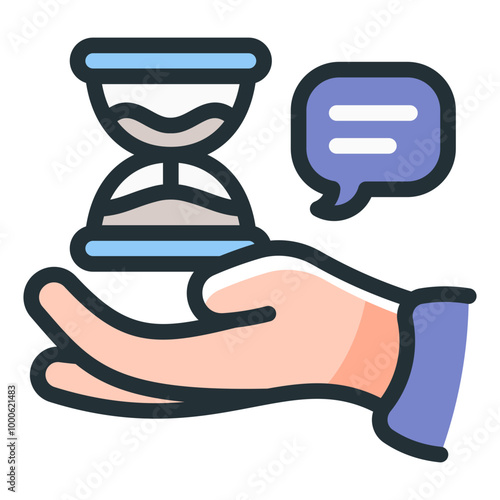 Hourglass Time Management Vector Line Icon Symbol