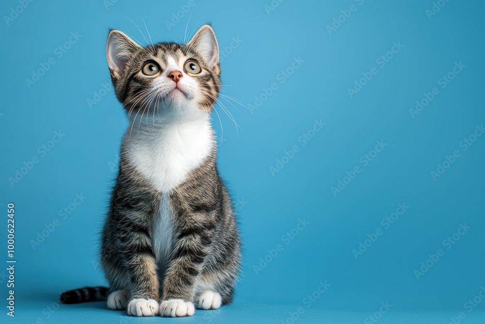 Obraz premium cat on blue background