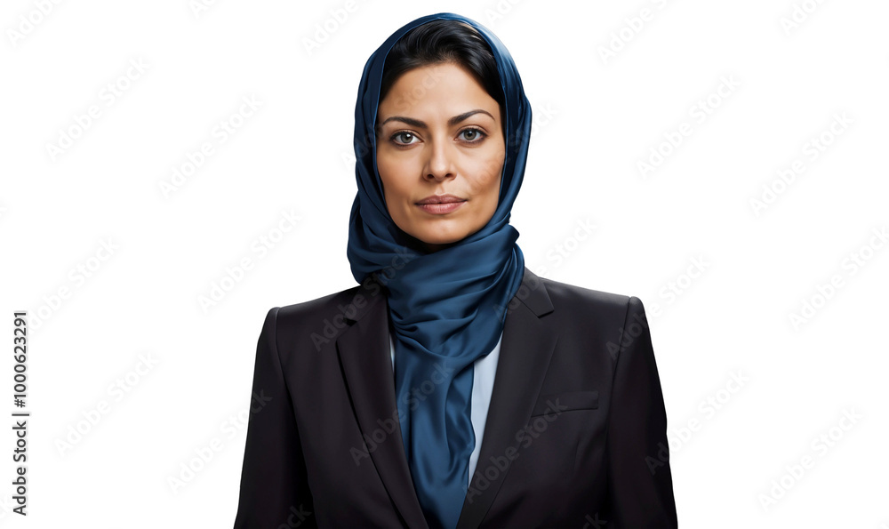Portrait of a smiling Arab Middle Eastern businesswoman in a suit, isolated on transparent background Portrait of a smiling Arab Middle Eastern businesswoman in a suit, isolated on transparent background