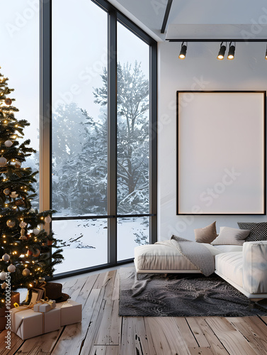 Serene Winter Escape: Modern Minimalism Embraces the Holidays photo