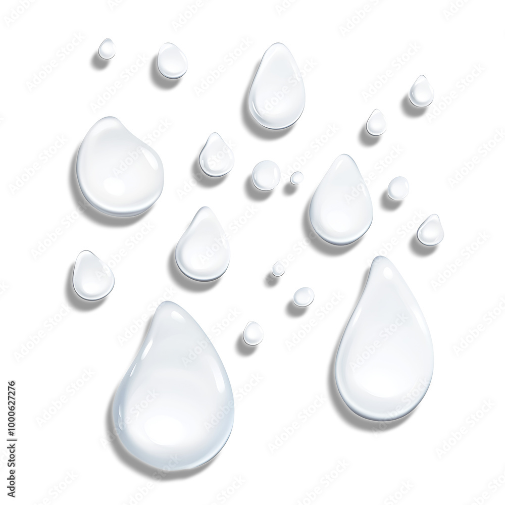 Top view drops of water on transparent Top view drops of water on transparent