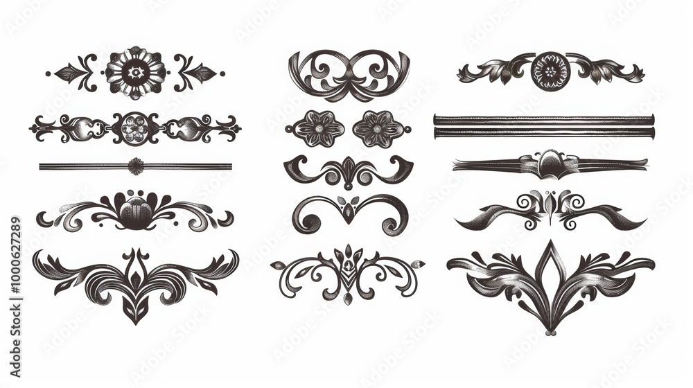 Ornate Decorative Flourish Patterns and Design Elements for Elegant Vintage and Classic Ornate Decorative Flourish Patterns and Design Elements for Elegant Vintage and Classic