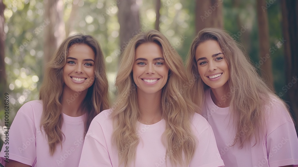 Triplets with Striking Resemblance Outdoor Portrait Triplets with Striking Resemblance Outdoor Portrait