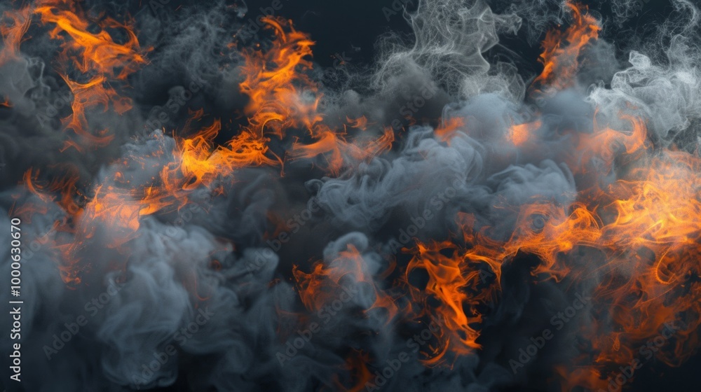 Raging Fiery Blaze Explosion with Intense Flames and Billowing Smoky Chaos Raging Fiery Blaze Explosion with Intense Flames and Billowing Smoky Chaos