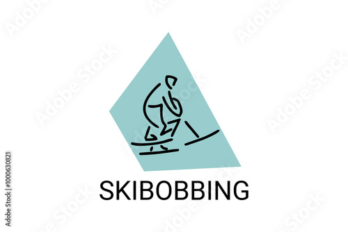 skibobbing sport vector line icon. sportman playing bike in winter. sport pictogram illustration. photo