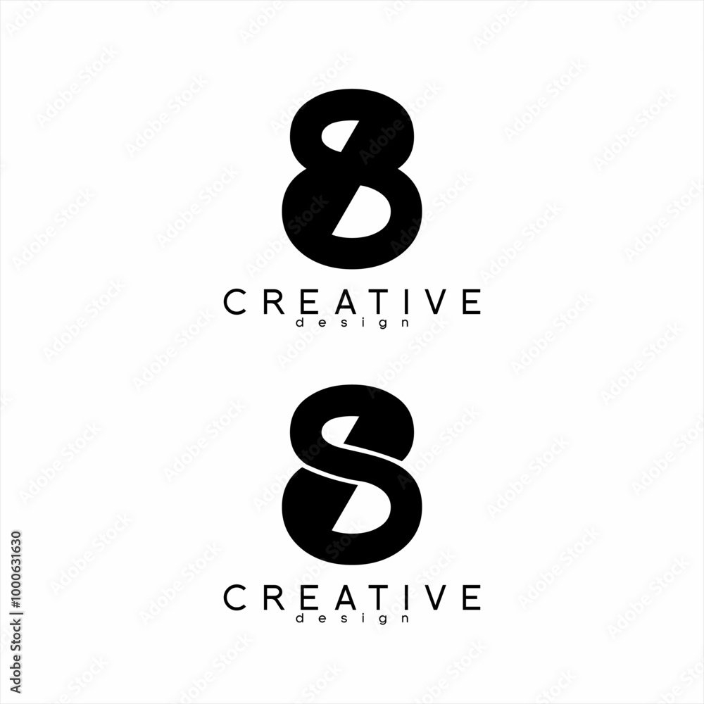 Number 8 logo design with the letter S concept. Number 8 logo design with the letter S concept.