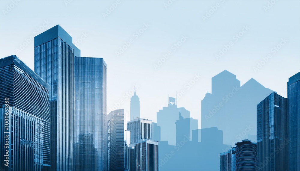 Modern city skyline with tall buildings Modern city skyline with tall buildings