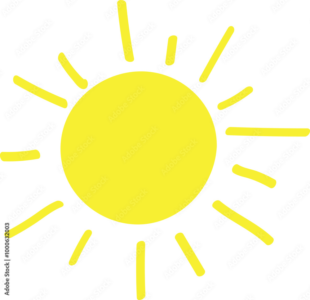 Bright Yellow Sun Symbol Representing Summer and Warmth Bright Yellow Sun Symbol Representing Summer and Warmth
