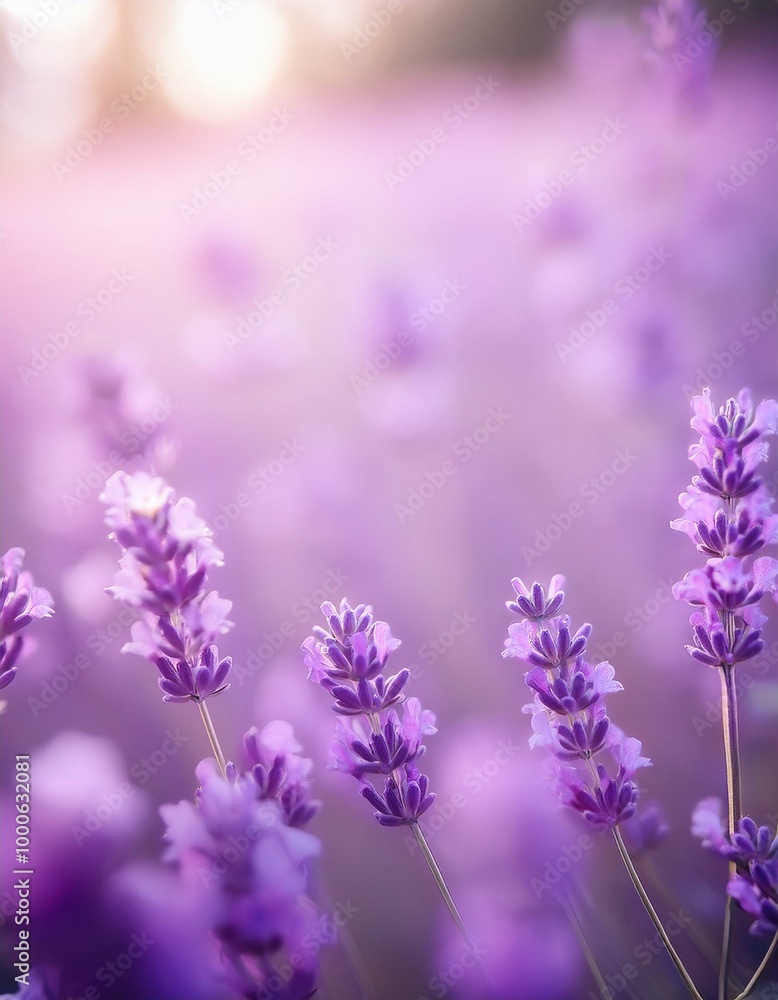 Naklejka premium Soft lavender blooms in field
