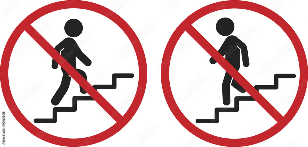 Bundle set prohibition sign to climb up and down stairs, a building safety security sign Bundle set prohibition sign to climb up and down stairs, a building safety security sign