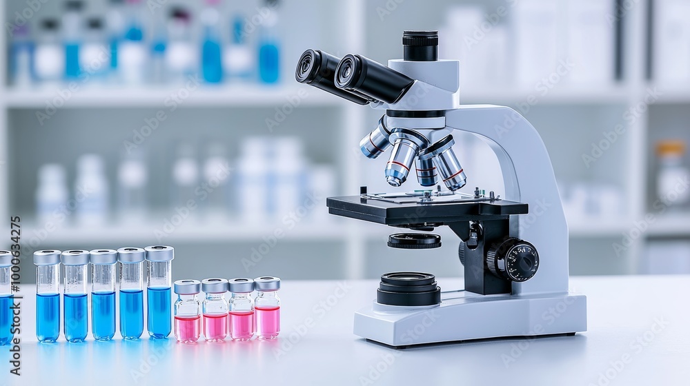 Laboratory Microscope and Test Tubes for Science Research Laboratory Microscope and Test Tubes for Science Research