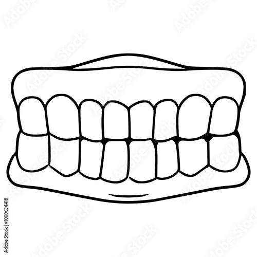 dentures illustration hand drawn outline vector