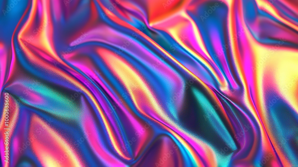 Vibrant Iridescent Holographic Fabric with Colorful Reflections and Textures Vibrant Iridescent Holographic Fabric with Colorful Reflections and Textures