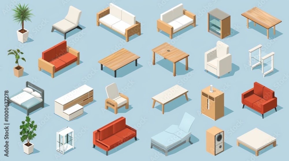 Stylish and Functional Interior with Variety of Modern Furniture and Home Decor Elements Stylish and Functional Interior with Variety of Modern Furniture and Home Decor Elements