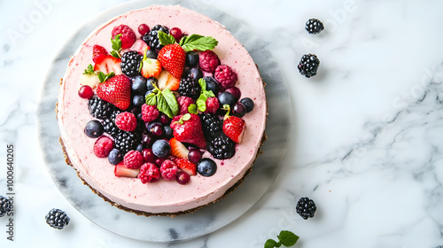 Delicious Raw Vegan Cheesecake with Fresh Berries