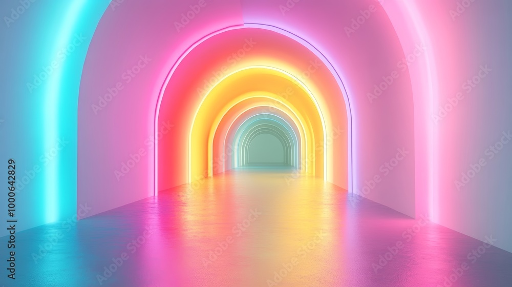Retro Neon Tunnel with Colorful Gradients Retro Neon Tunnel with Colorful Gradients