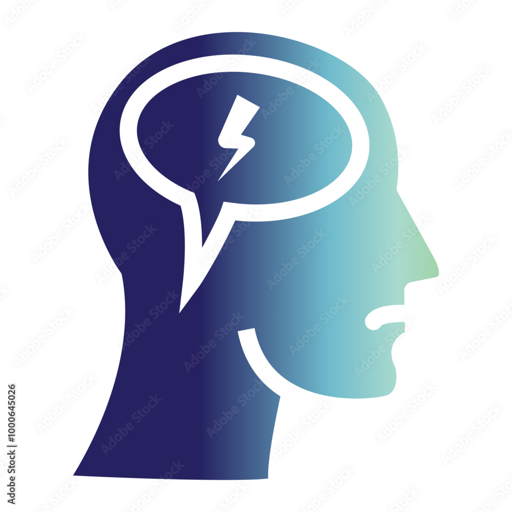Mental Health Icon on flat gradient style. How to manage anxiety at work effectively Mental Health Icon on flat gradient style. How to manage anxiety at work effectively
