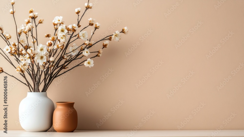 Elegant Floral Arrangement on Neutral Background Elegant Floral Arrangement on Neutral Background
