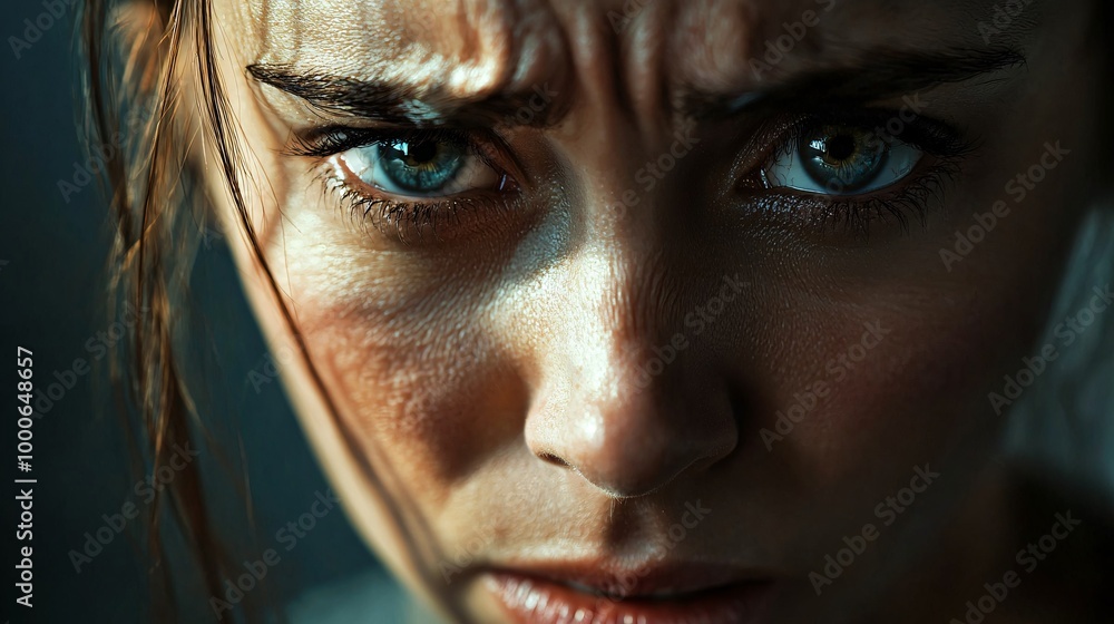 A tightly framed visage reveals profound sorrow, intricately capturing the depths of human emotion. A tightly framed visage reveals profound sorrow, intricately capturing the depths of human emotion.