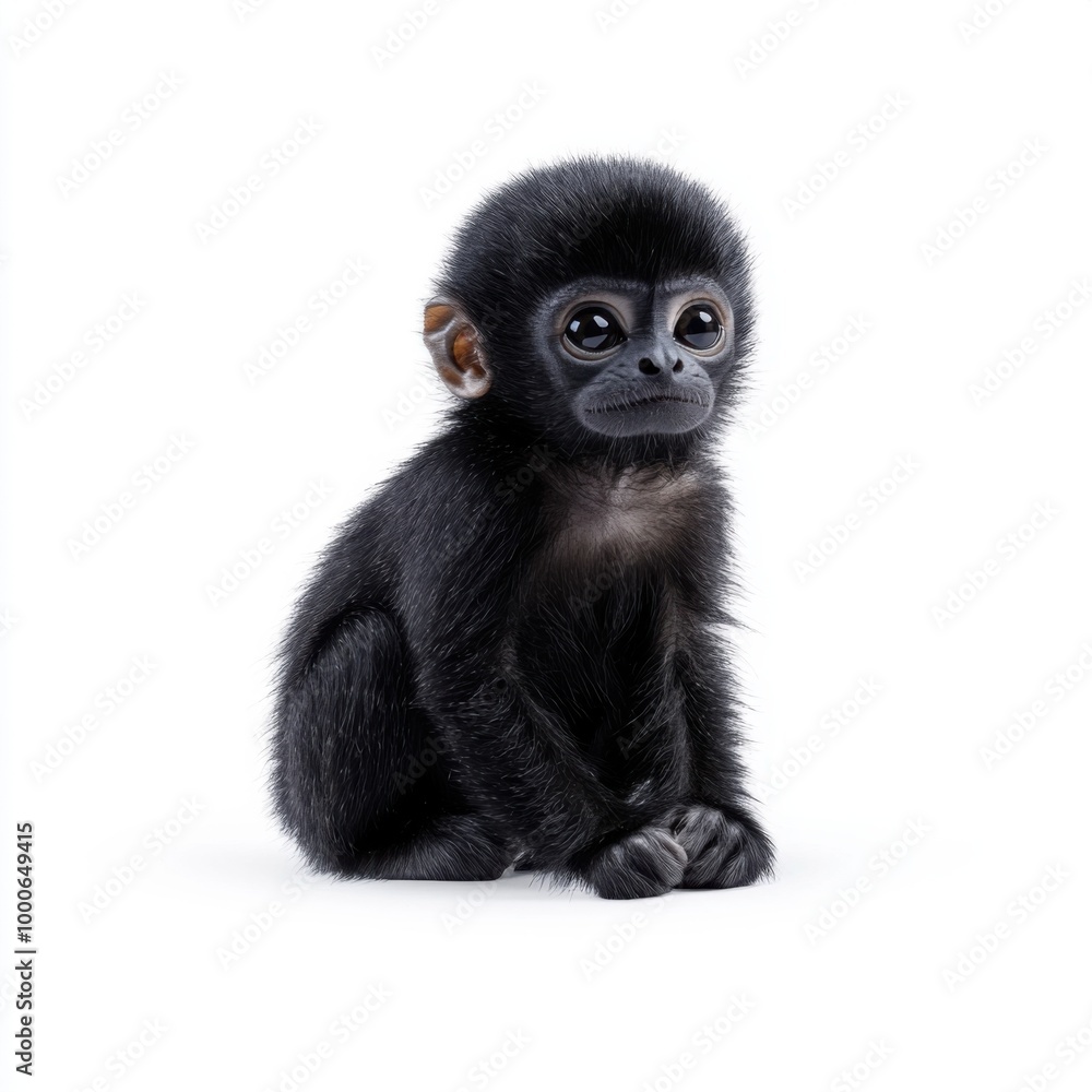 Young Monkey Sitting on White Background Young Monkey Sitting on White Background