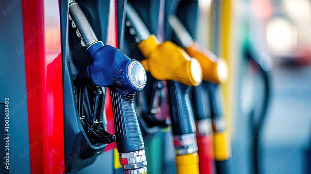 Fuel Pump Nozzles at a Gas Station Fuel Pump Nozzles at a Gas Station
