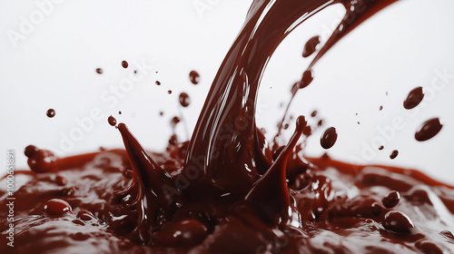 A splash of chocolate is pouring out of a cup