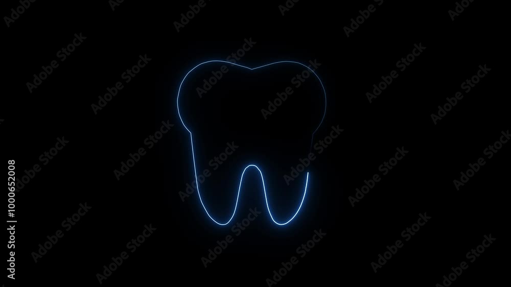 abstract neon glowing teeth icon animated .tooth icon symbol and black background . abstract neon glowing teeth icon animated .tooth icon symbol and black background .