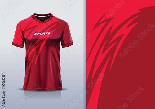 Sport jersey design template mockup curve line for football soccer, running, esports, red maroon color