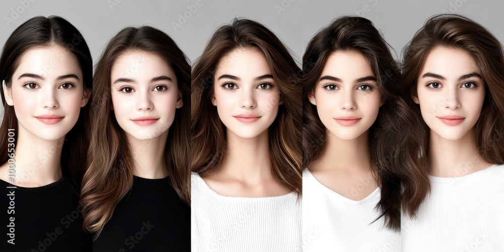 Beautiful Young Women With Long Brown Hair and Clear Skin Beautiful Young Women With Long Brown Hair and Clear Skin