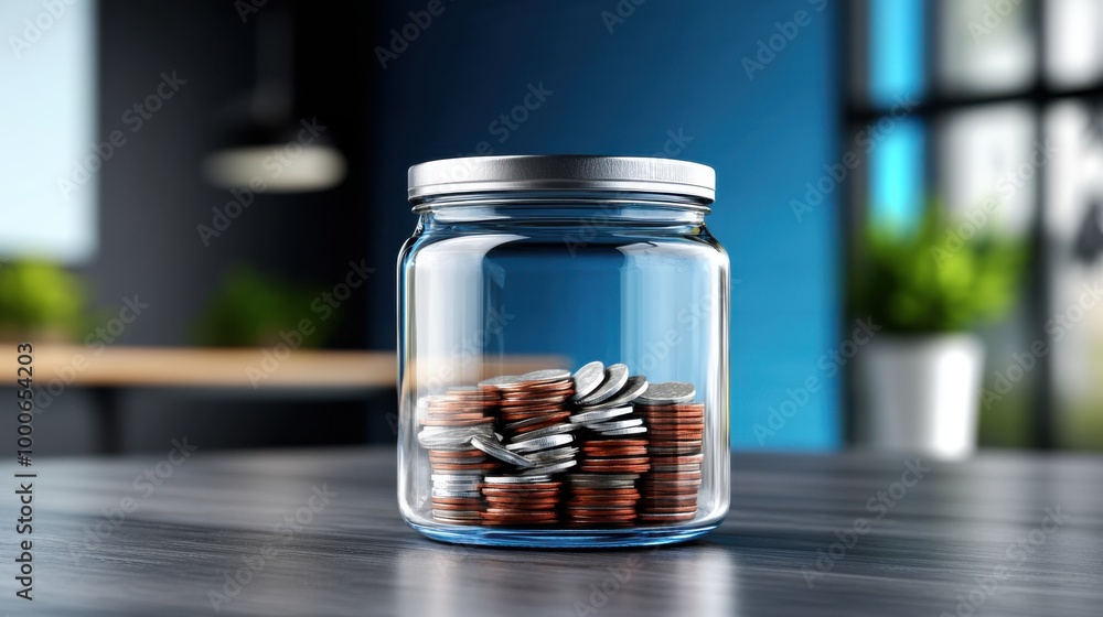 Jar of Coins for Saving and Thrifty Strategies Jar of Coins for Saving and Thrifty Strategies
