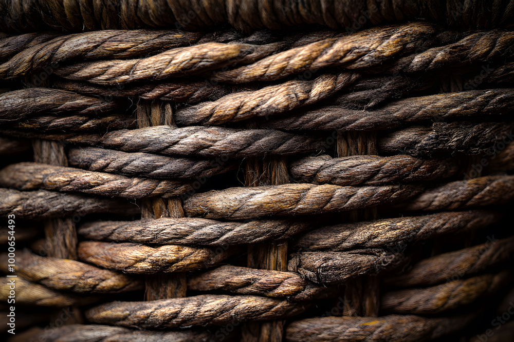 Close-Up of Rustic Woven Rope Texture, Detailed macro shot of a rustic woven rope, highlighting the intricate texture and natural fibers. Close-Up of Rustic Woven Rope Texture, Detailed macro shot of a rustic woven rope, highlighting the intricate texture and natural fibers.