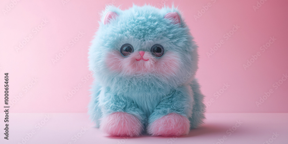 Fototapeta premium Cute cat plush toy, generative AI