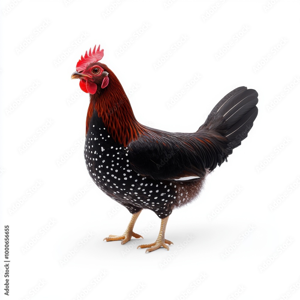 Fototapeta premium Colorful Siamese Fireback Chicken on White Background
