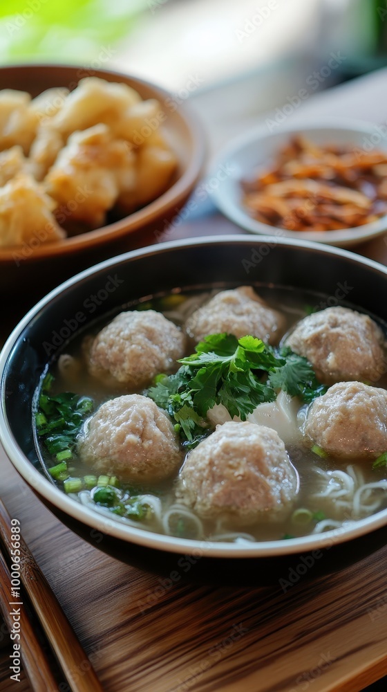 bakso, meatball soup with noodles, indonesian cuisine bakso, meatball soup with noodles, indonesian cuisine