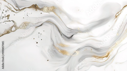 Abstract Swirls of White and Gold