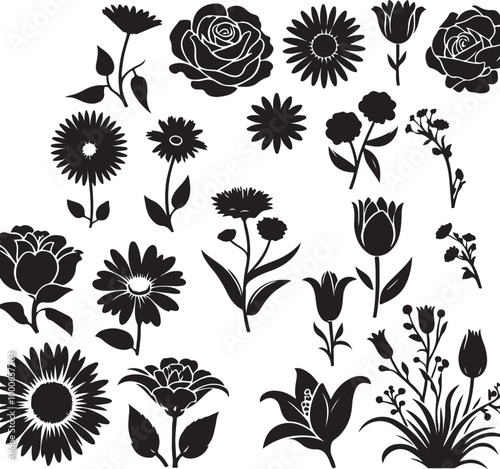 set of flowers