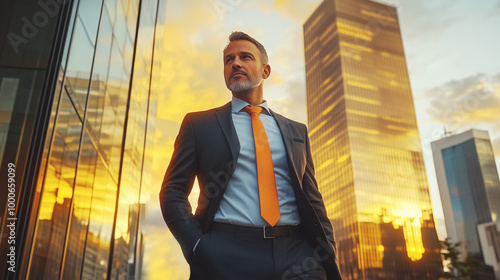 businessman in front of building