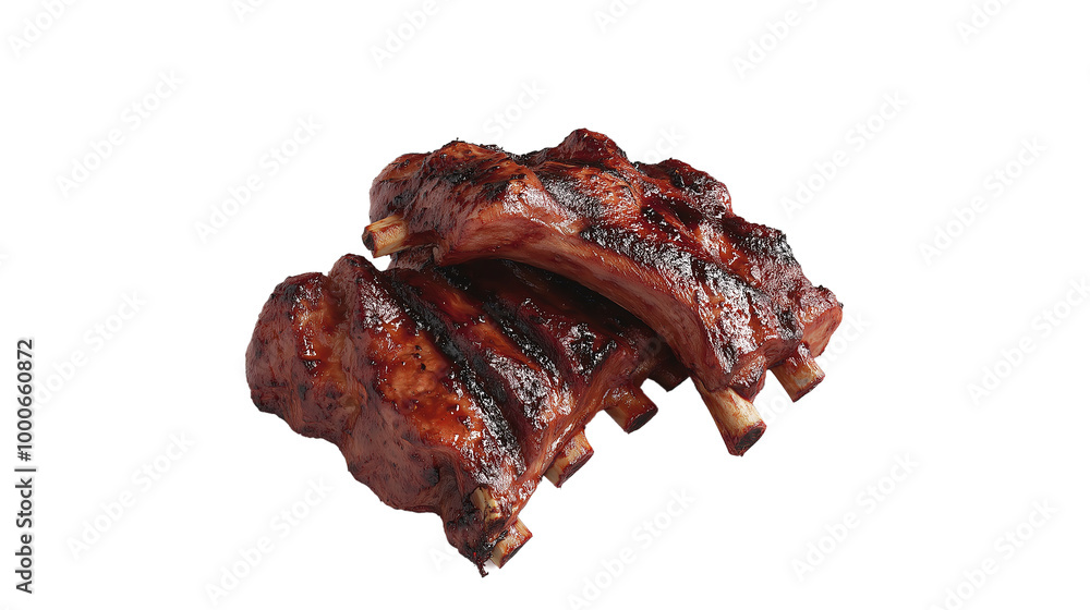 Fototapeta premium Ribs are grilled and are sitting on a white background