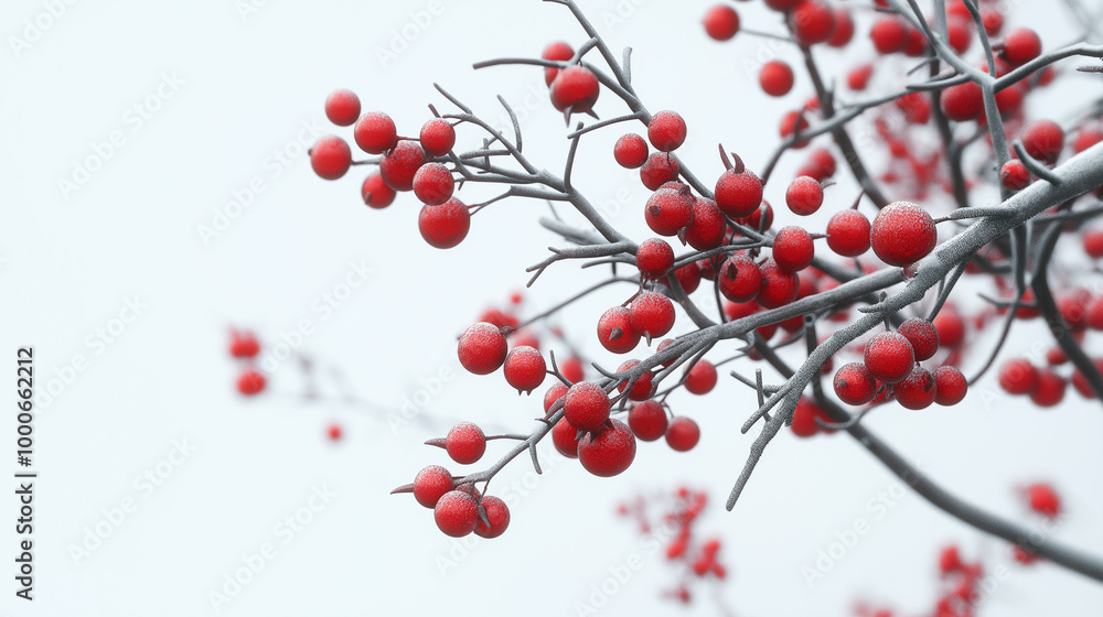 A red branch with berries on it A red branch with berries on it